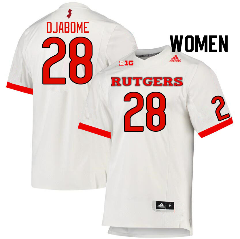 Women #28 Dariel Djabome Rutgers Scarlet Knights College Football Jerseys Stitched Sale-White